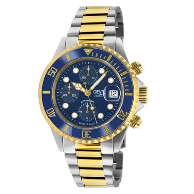 Gevril Heren 4151A Wall Street Chronograaf Zwitserse Automatisch Sellita SW500 Blauwe Wijzerplaat Horlogeh