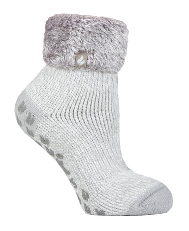 Värmehållare - Halksockor med låg skärning och fluffiga tofflor för damer