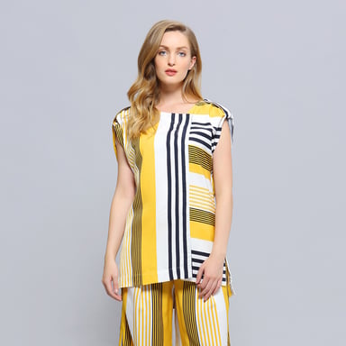 Long stripe print game top