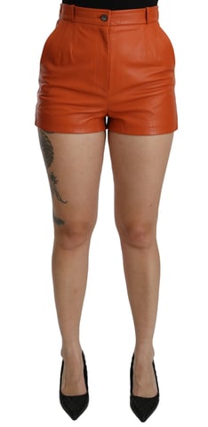 Dolce & Gabbana Dam Orange Läder Hög midja Shorts