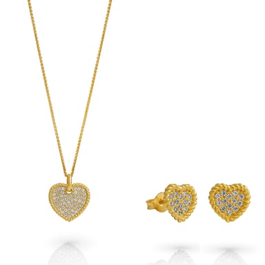 Orphelia 'Elite' Women's 925 Sterling Silver Set: Necklace + Earrings - Gold SET-7566/G