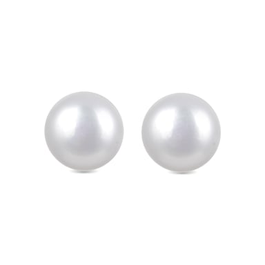 Luxenter Essential Earrings in 925 Sterling Silver and White Pearl finished in 18 carat yellow gold