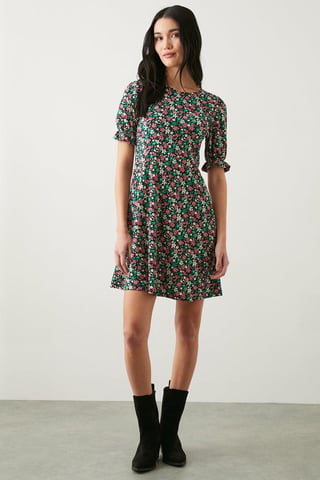 Ditsy Floral Short Sleeve Mini Dress