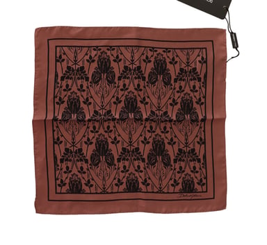 Dolce & Gabbana Men's Brown Floral Silk Square Handkerchief Scarf