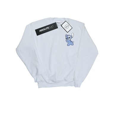 Disney Girls Lilo And Stitch Stitch Backside Breast Print Sweatshirt (White)
