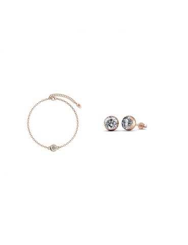 Birth Stone Moon Set - Rose Gold and Crystal