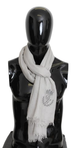 Dolce & Gabbana Herrsjal Off White DG Kronbroderi Nackwrap