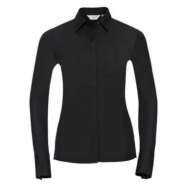 Russell Collection Womens/Ladies Ultimate Stretch Slim Long-Sleeved Shirt (Black)