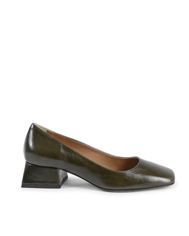 19V69 Italia Womens Heeled Ballerina Sofia Naplack Verde Bottiglia