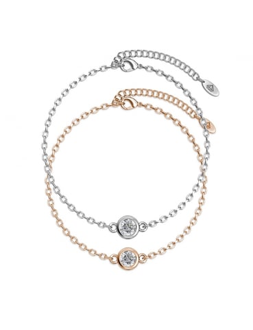 Birth Stone Bracelet - Rhodium Rose Gold and Crystal