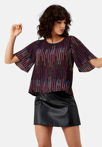 Whisper Printed Top in Red and Green