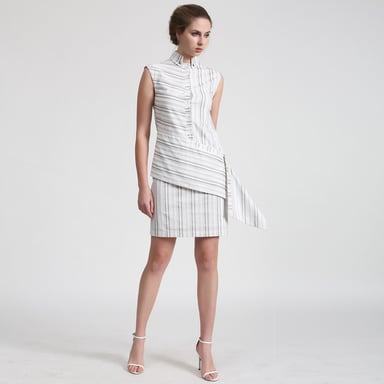 Removable Sleeves Structured Shirt Dress