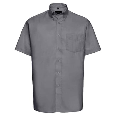 Russell Collection Mens Classic Oxford Short-Sleeved Shirt (Silver)
