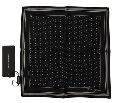 Dolce & Gabbana Black Polka Dots DG Logo Square Men's Handkerchief
