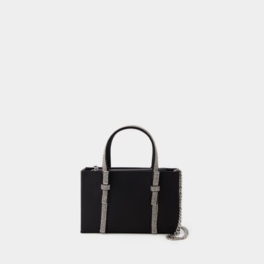 Bow Midi Handbag - Kara - Leather - Black