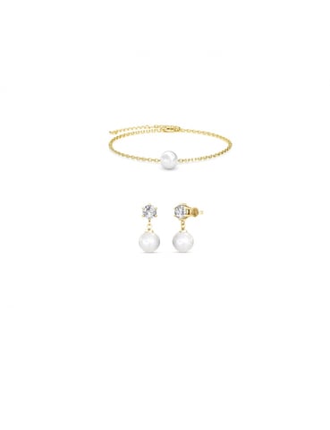 Pauline Crystal Pearl Set - Gold and Crystal