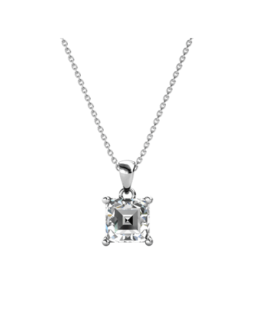Simple Square Pendant - Silver and Crystal