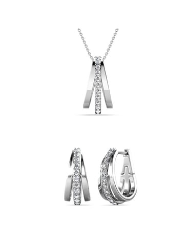 Aurielle Square Set - Silver and Crystal
