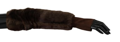 Dolce & Gabbana Women's Brown Elbow Length Finger Less Fur Gloves