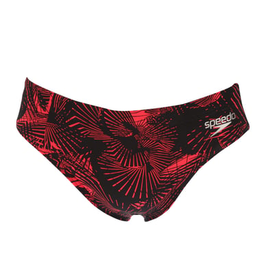 Men's Speedo Allover 7cm Swim Briefs in Black Red