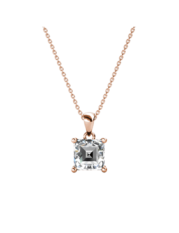 Simple Square Pendant - Rose Gold and Crystal