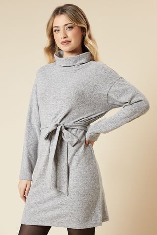 Brushed Roll Neck Mini Dress