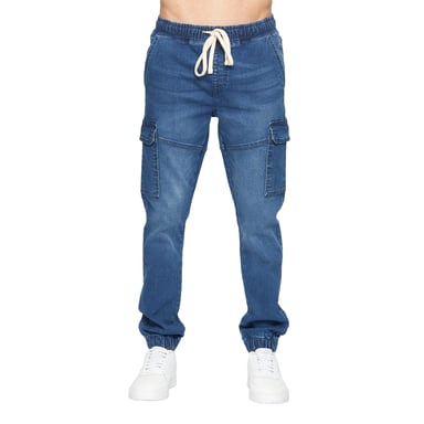 Crosshatch Mens Malimore Cuffed Ankle Cargo Jeans (Stone Wash)