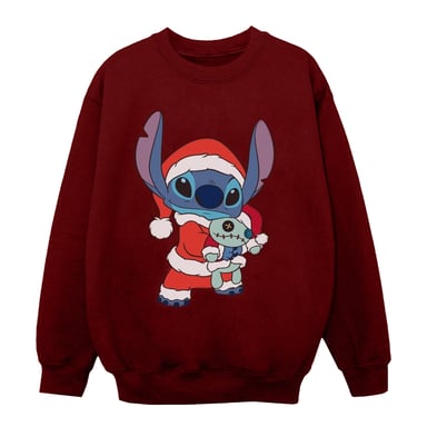 Disney Girls Lilo And Stitch Stitch Christmas Sweatshirt (Burgundy)