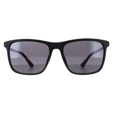 Police Square Unisex Matte Grey and Red Mirrored Sunglasses