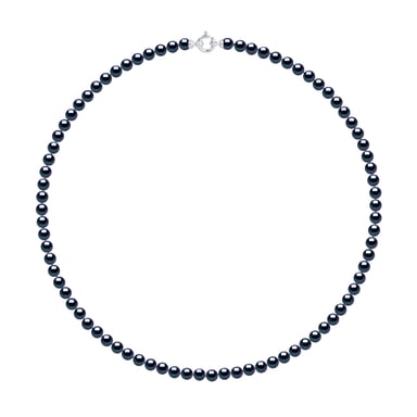 DIADEMA - Necklace - Real Freshwater Pearls - Black Tahitian Style - White Gold