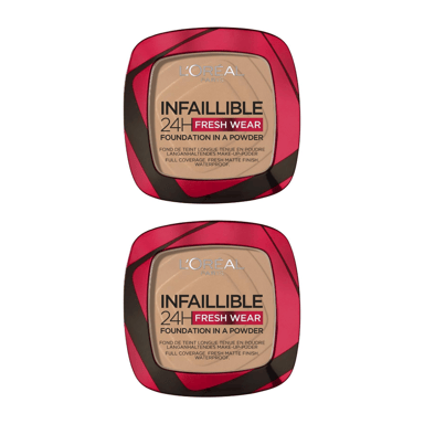 2 x L'Oreal Paris Infallible 24H Fresh Wear Foundation in a Powder 9g - 220 Sand