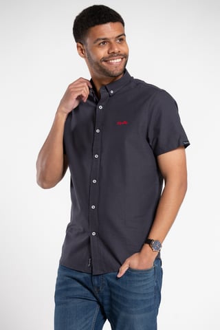 Navy Cotton Oxford Short-Sleeve Shirt