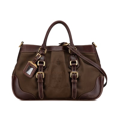 Vintage Prada Canapa Logo Satchel Brown