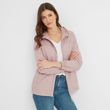 Craven Womens Waterproof Packaway Jacket Faded Pink Dalmation Spot