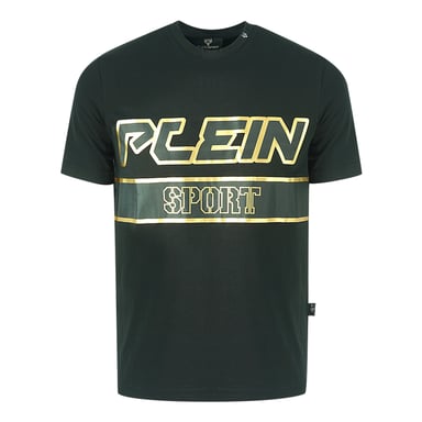 Plein Sport Gold Block Logo Black T-Shirt