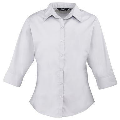 Premier Womens/Ladies Poplin 3/4 Sleeve Blouse (Silver)