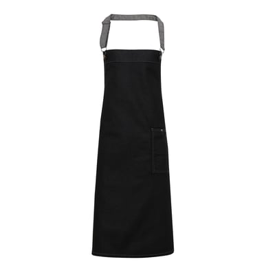 Premier Unisex Adults District Waxed Look Denim Bib Apron (Black Denim)