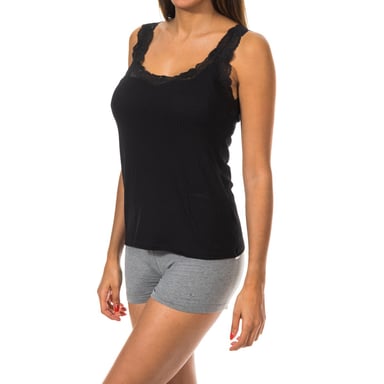 Women's Round Neckline Lace Wide Strap T-shirt 1072675