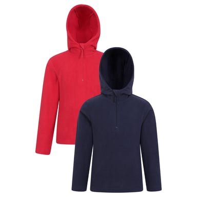 Mountain Warehouse Childrens/Kids Camber Quarter Zip Hoodie (Pack of 2) (Navy/Red)