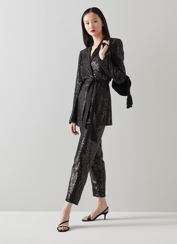 LK Bennett Shimmer Trousers, Black