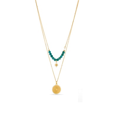 Luxenter Turquoise necklace finished in 18K yellow gold - Nanra