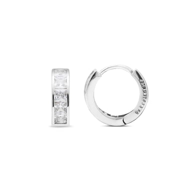 Luxenter essential earrings in 925 sterling silver and brilliant-cut zirconia with rhodium-plated finish