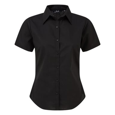Premier Short Sleeve Poplin Blouse / Plain Work Shirt (Black)