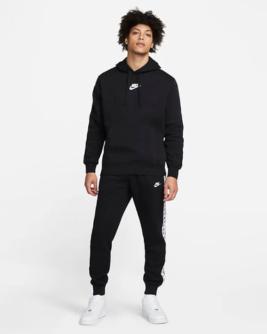Nike Sportswear Sport Essential Men's Fleece Hooded Tracksuit Black/White
