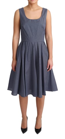 Dolce & Gabbana Women's Blue Polka Cotton A-Line Stretch Dress