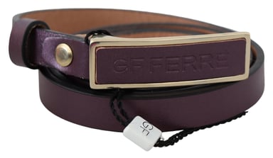 GF Ferre Women's Gold Logo Buckle Waist Leather Skinny Belt