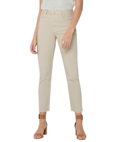 ONLY cropped high waist straight fit jeans ONLEMILY ecru