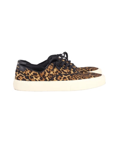 Saint Laurent Venice Leather-Trimmed Sneakers in Animal Print Canvas