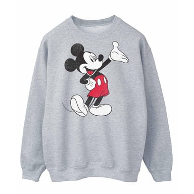 Disney Mens Traditional Wave Mickey Mouse Sweatshirt (Sports Grey)