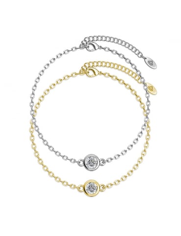 Birth Stone Bracelet - Rhodium, Gold and Crystal